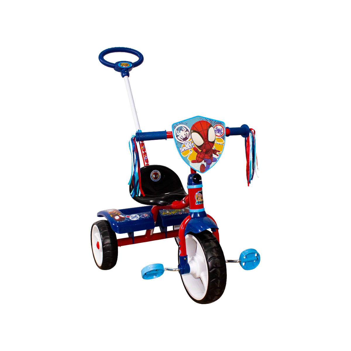 TRICICLO APACHE SPIDEY C/BARRA DE EMPUJE Y CAJUELA