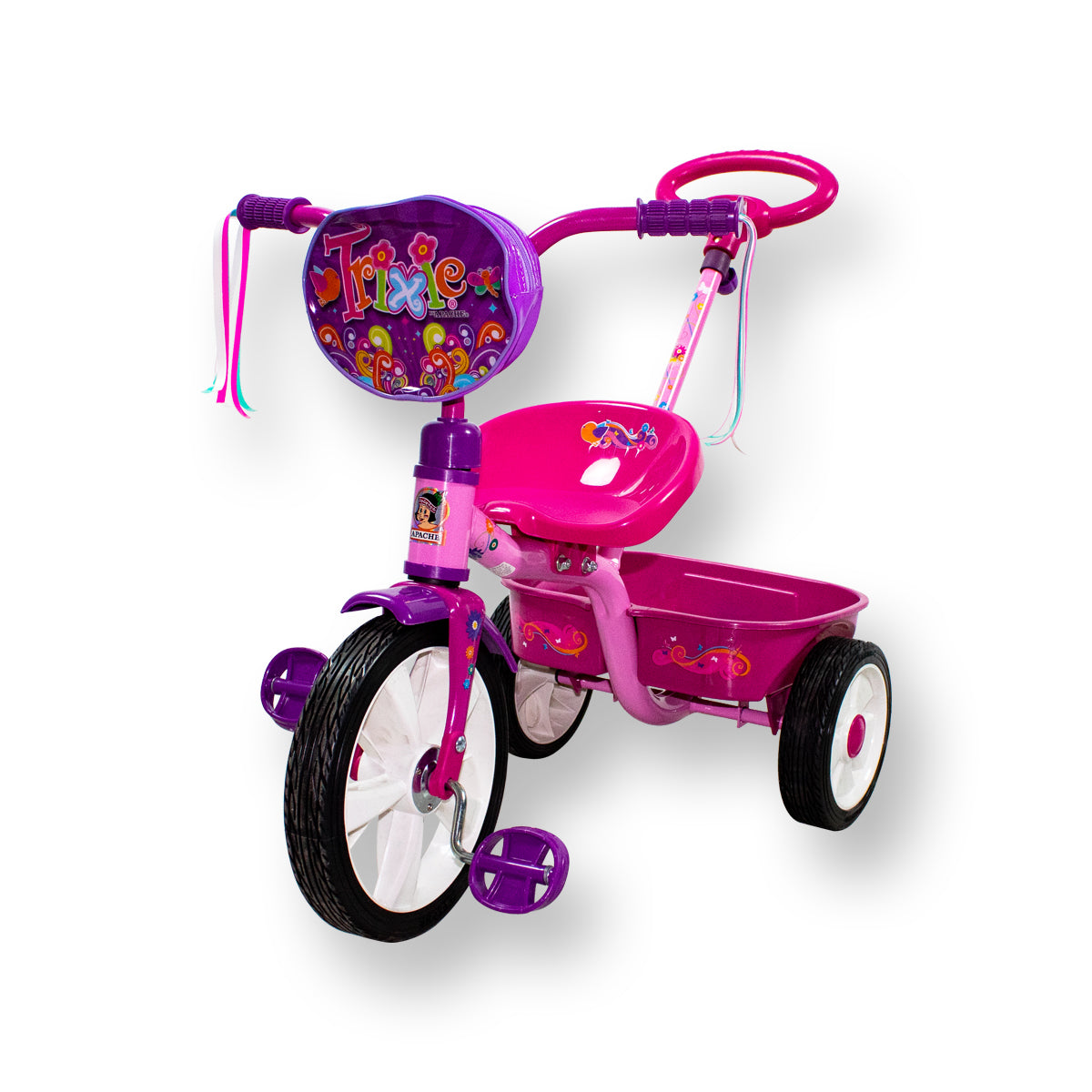 TRICICLO INFANTIL APACHE TRIXIE CON CAJUELA Y BASTON